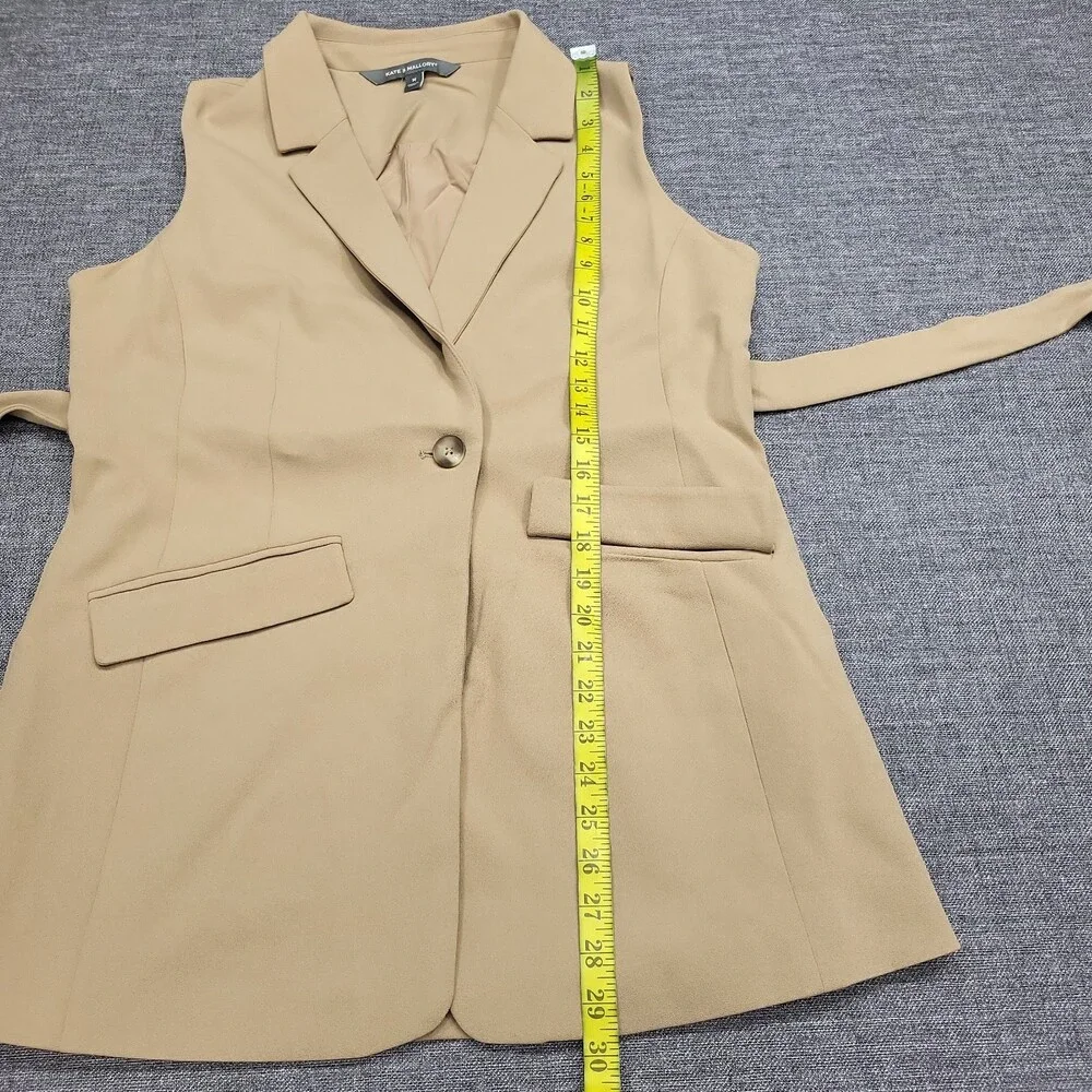 Kate & Mallory Womens Tan Dressy Work Office Business Casual Vest Size M